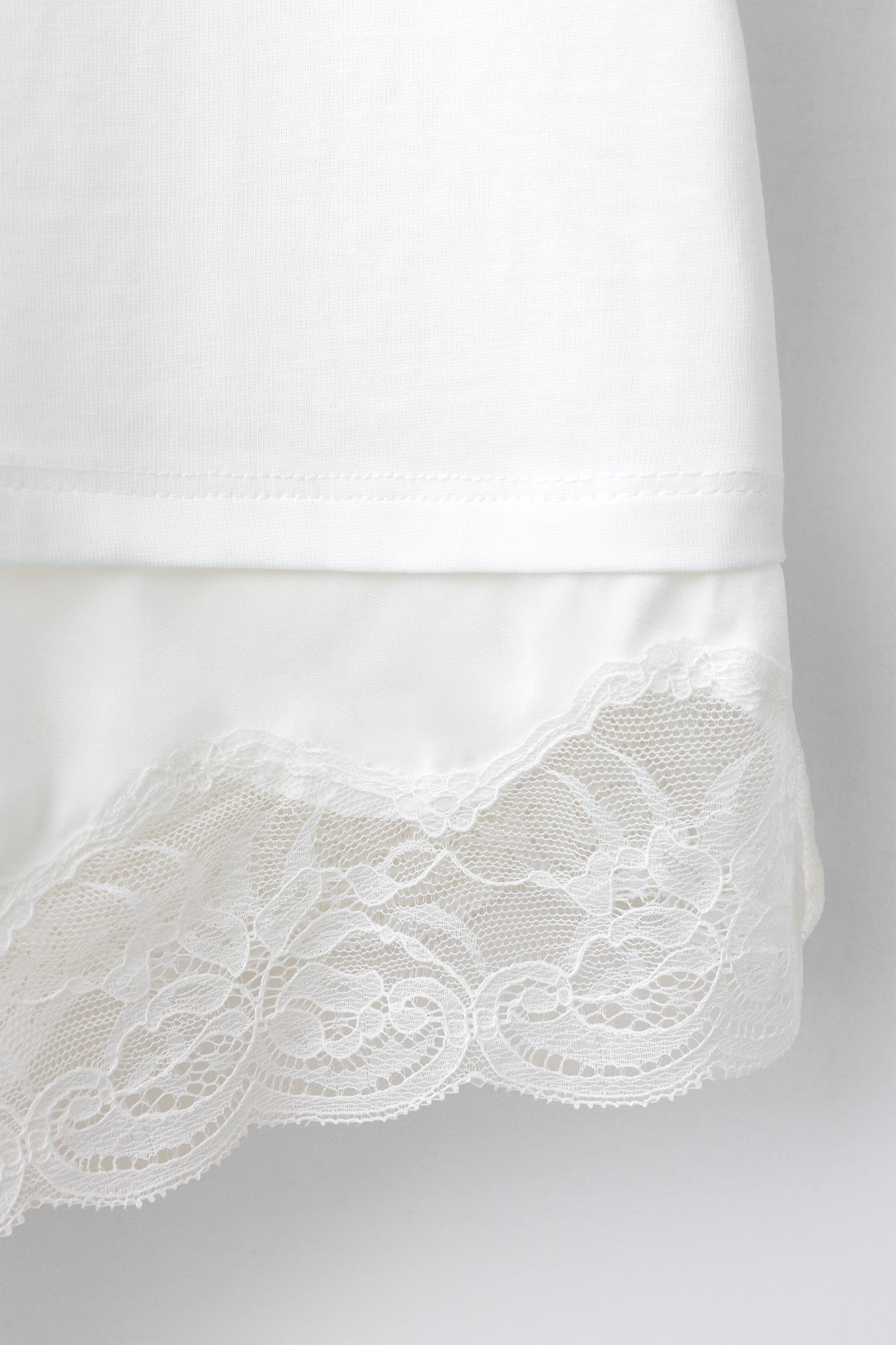 T-SHIRT EN MATIÈRES VARIÉES AVEC DENTELLE